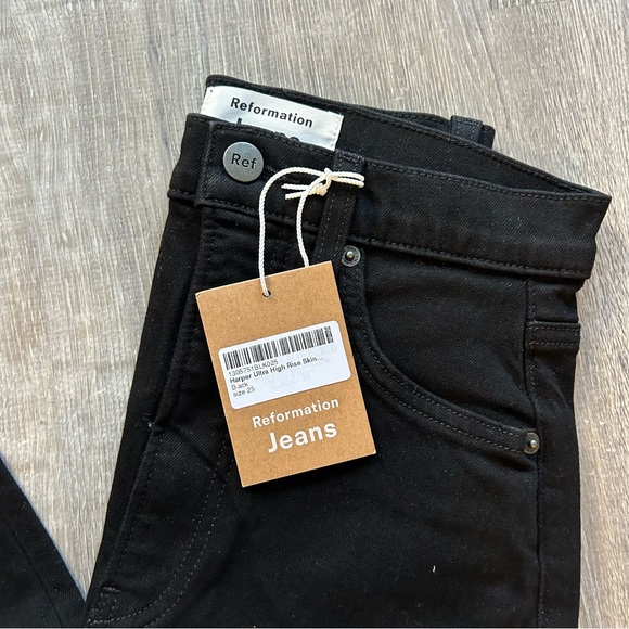 NWT Reformation Harper Ultra High Res Skinny Jeans Black - Picture 3 of 4